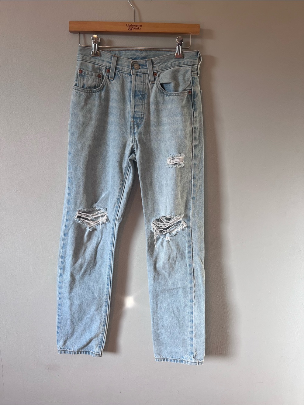 Levi's Light Blue Distressed Slim Straight Jeans